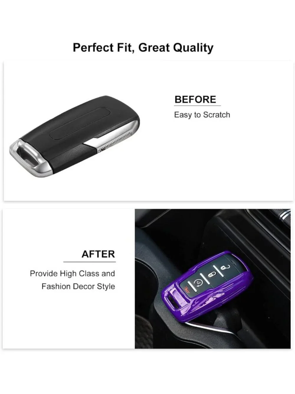 Stylish Purple Key Fob Case Cover & Holder - Protection Shell for Dodge RAM
